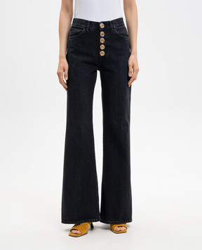 Dondup Black flared jeans with patch DP619BDFE305DMB4