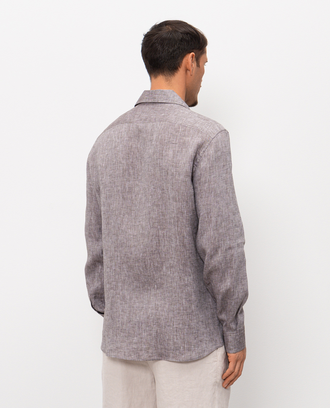 

Brown linen straight-cut shirt Brunello Cucinelli