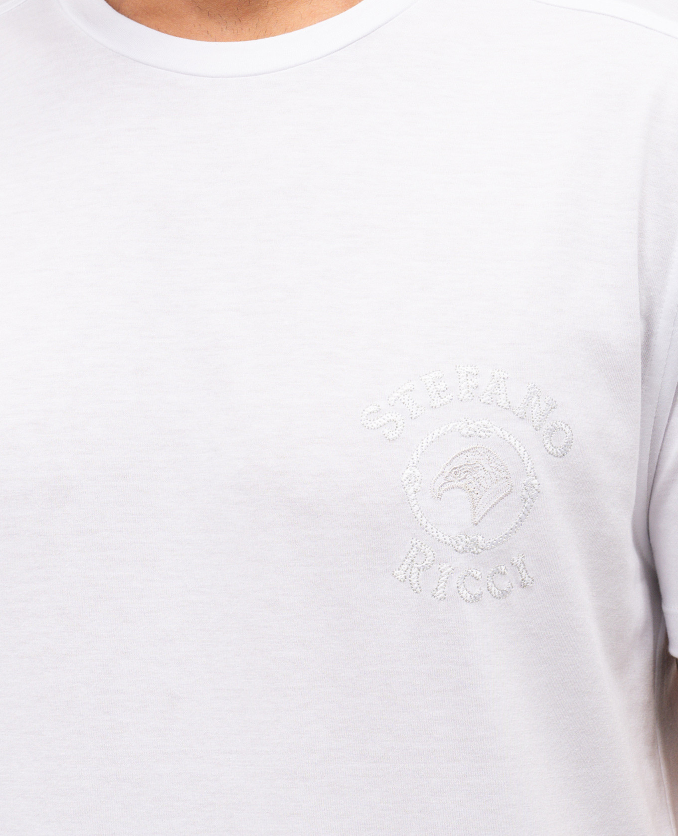 White T-shirt with logo embroidery Stefano Ricci 4