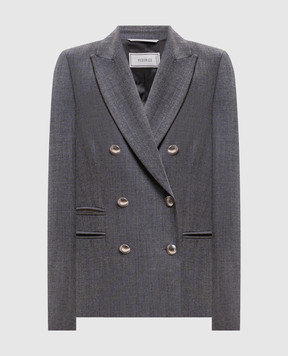 Peserico Gray double-breasted jacket with wool A0171206413