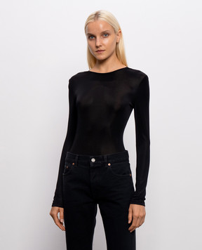 Saint Laurent Black bodysuit with Cassandre pendant 876794Y38DS