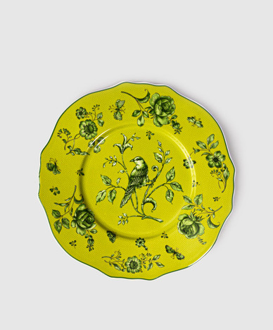 Green porcelain serving plate Rosa Rosae