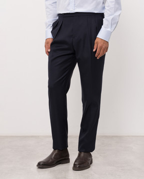 Brunello Cucinelli Blue wool and silk pants MY460PS04