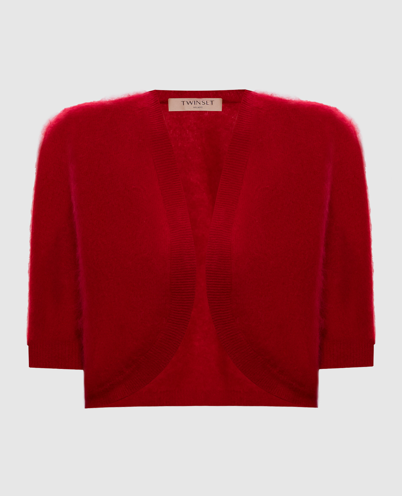 Red bolero made of wool, cashmere and silk