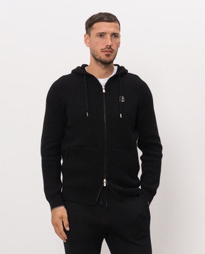 Brunello Cucinelli Black sports jacket with embroidered emblem M22704806G
