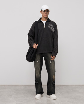 Off-White Grey long-sleeved polo shirt with logo 44MAD00NF5F004
