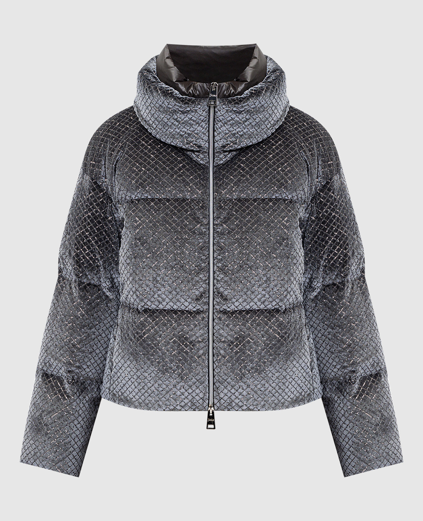 

Gray velour cropped down jacket with sequins Herno, Grey