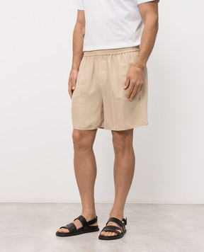 Balmain Beige silk shorts with embroidery GH0PA145SF45