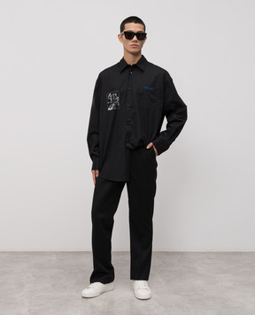 Off-White Faded Painting Black Shirt 44MGE004F5F003