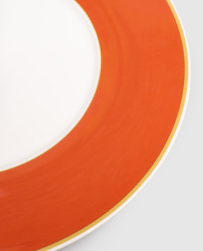 Geminiano Cozzi 1765 White porcelain serving plate Striche Arancio e Oro LGCGU22331019
