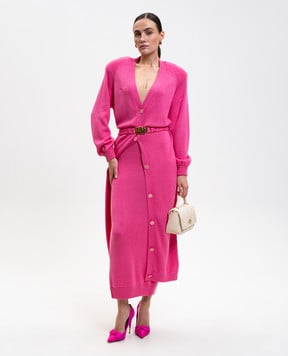 Rowen Rose Pink elongated wool cardigan KNIRRK011L
