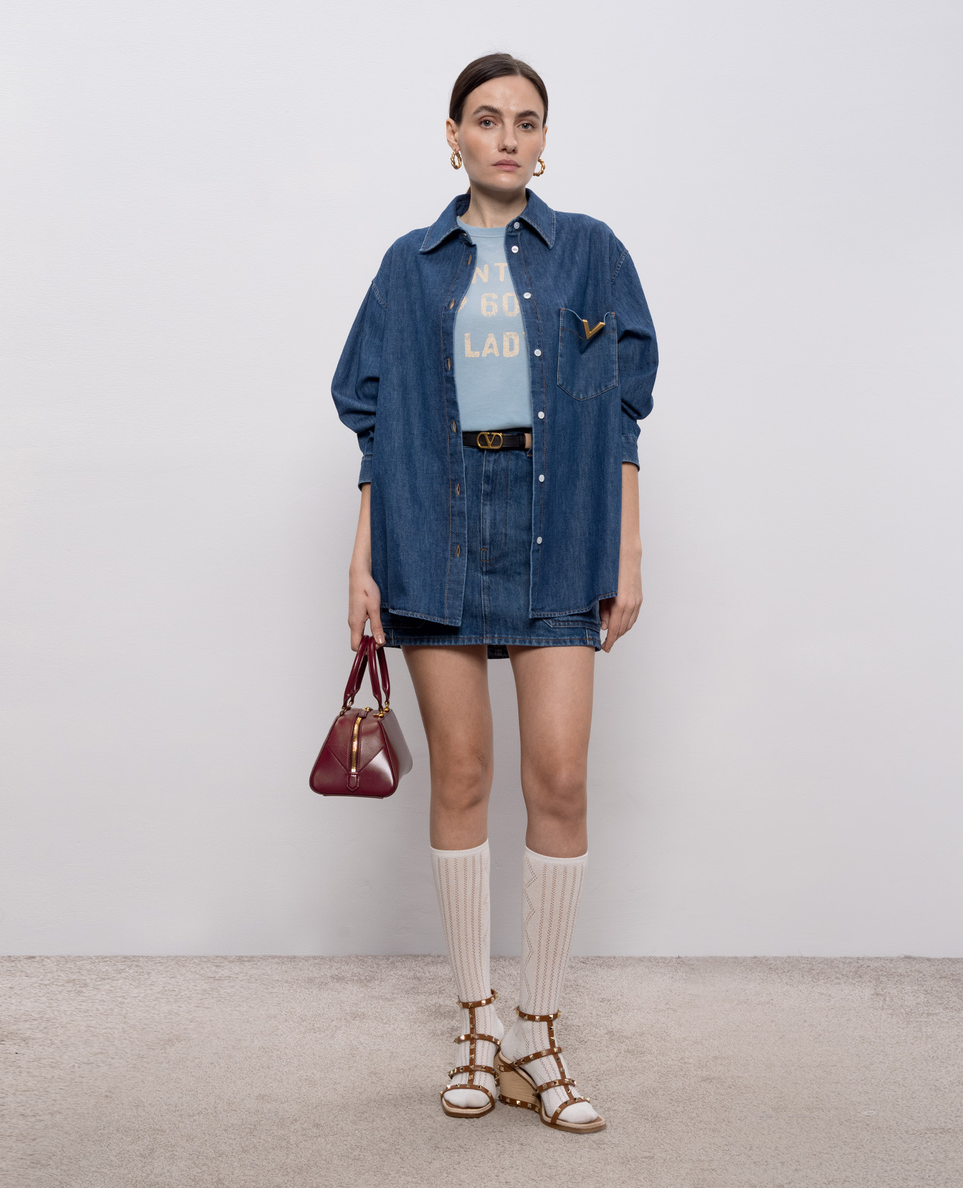 

Panther Lady blue t-shirt with vintage effect Valentino, Light blue