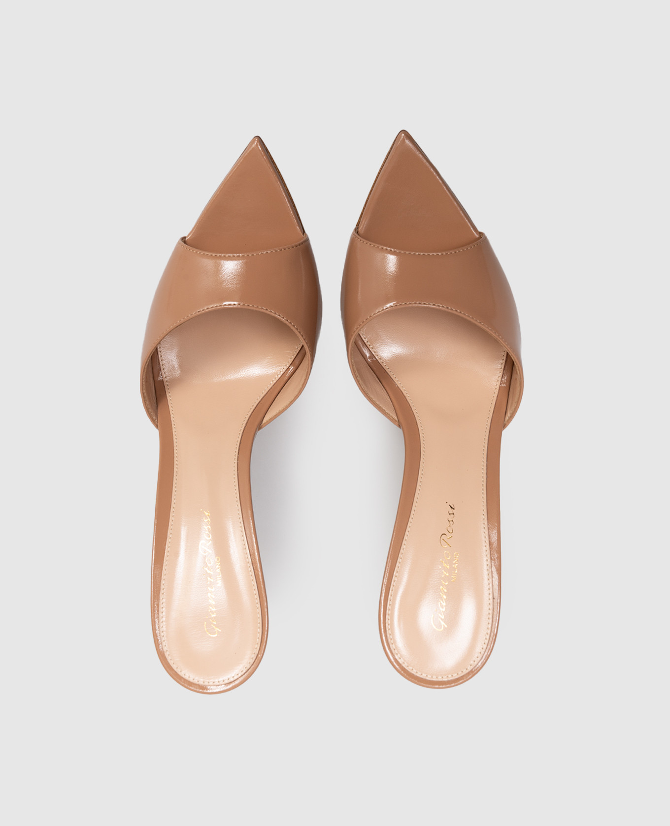 

ELLE beige glossy leather mules Gianvito Rossi