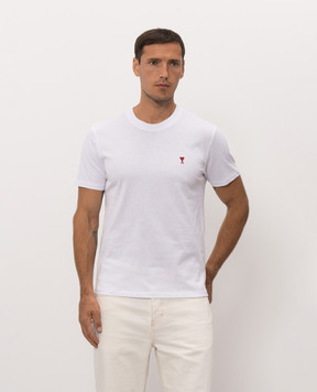 Ami Paris White T-shirt with embroidered emblem BFUTS035724