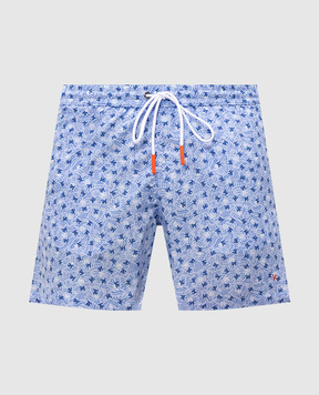 ISAIA Blue printed swim shorts with embroidered logo COSI19BW260