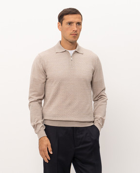 Enrico Mandelli Gray wool polo shirt with pattern 4K055A6210