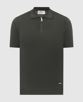 Enrico Mandelli Green silk polo with geometric pattern 3K034A5645