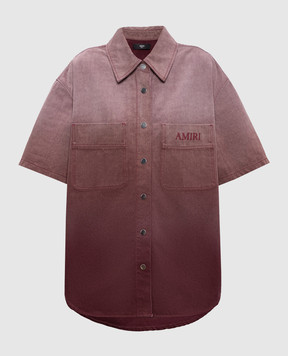 AMIRI Pink denim shirt with a degraded effect AWTOSH1012