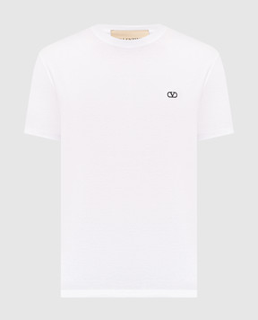 Valentino White T-shirt with embroidered VLogo logo 9V3MG10VBMM