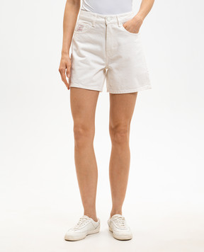 Ami Paris Ivory shorts with logo patch FSO839DE0126