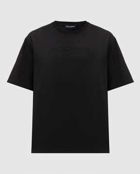 Dolce&Gabbana Black T-shirt with textured logo G8PN9ZHU7H8