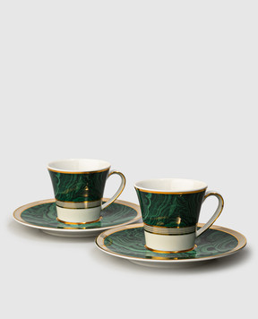 Stefano Ricci Set of green porcelain coffee cups and saucers OTC002MLCH02