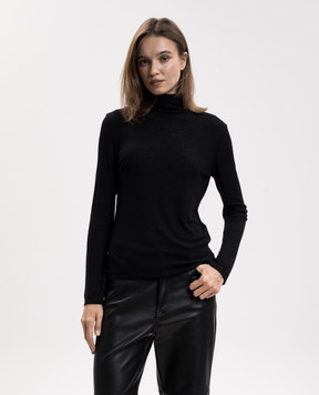 Loulou de Saison Black GALLINARA ribbed wool golf jacket GALLINARALDS