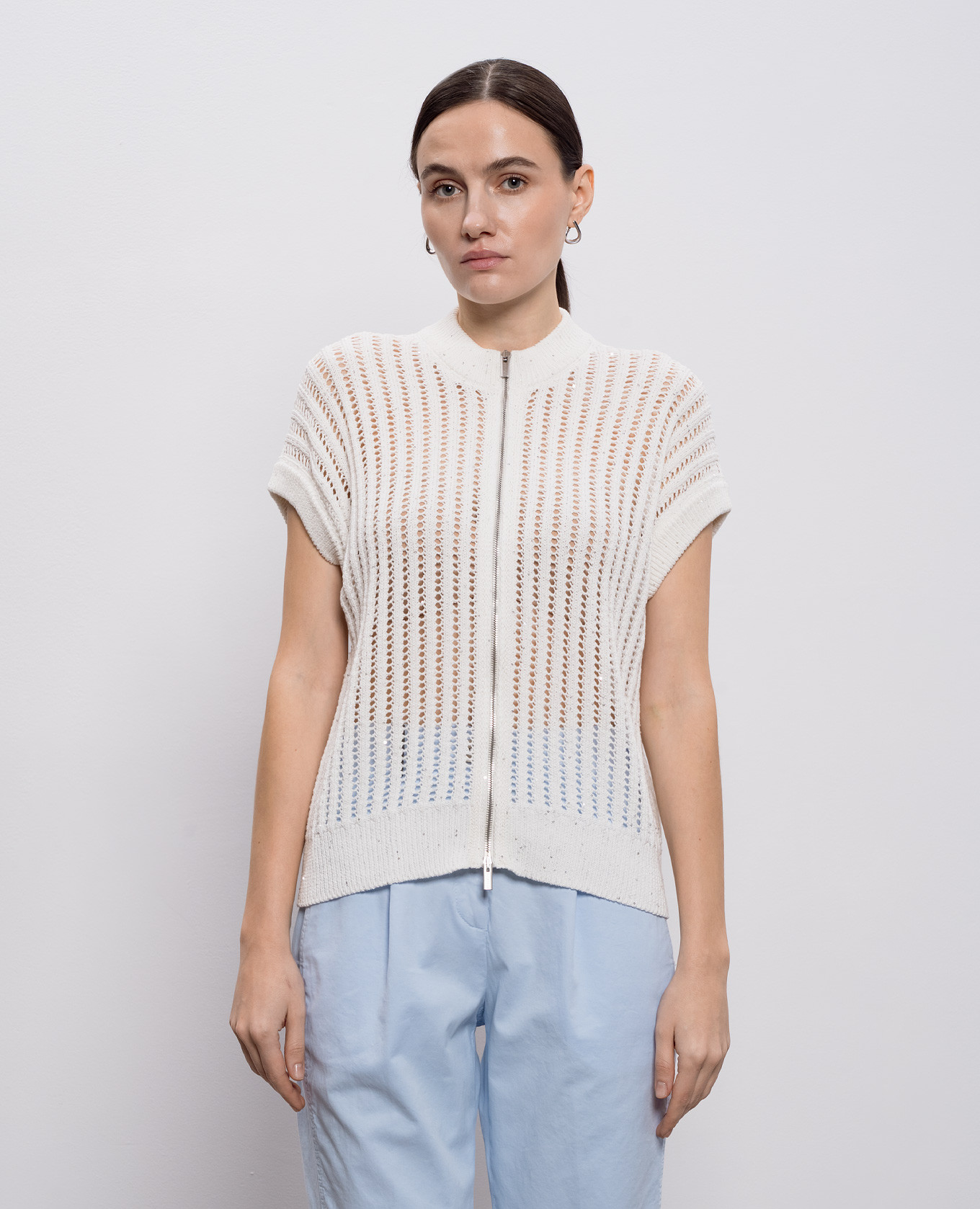 

White openwork cardigan with sequins Peserico