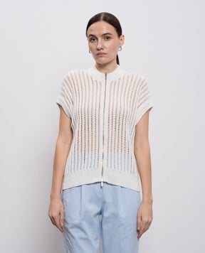Peserico White openwork cardigan with sequins A99082F0509110