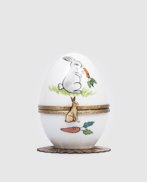 Fanex France White musical porcelain egg Rabbit OPLABLANC