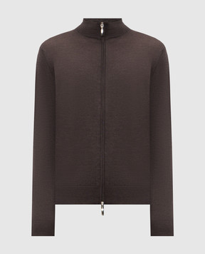Doriani Cashmere Brown cardigan made of wool, silk and cashmere 18416B79