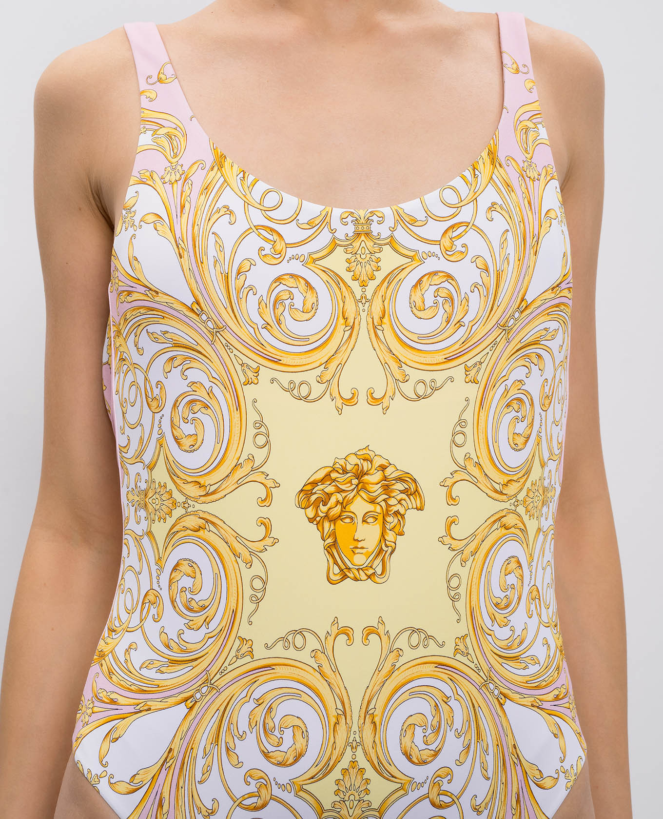 

Pink swimsuit with Spring Barocco print Versace