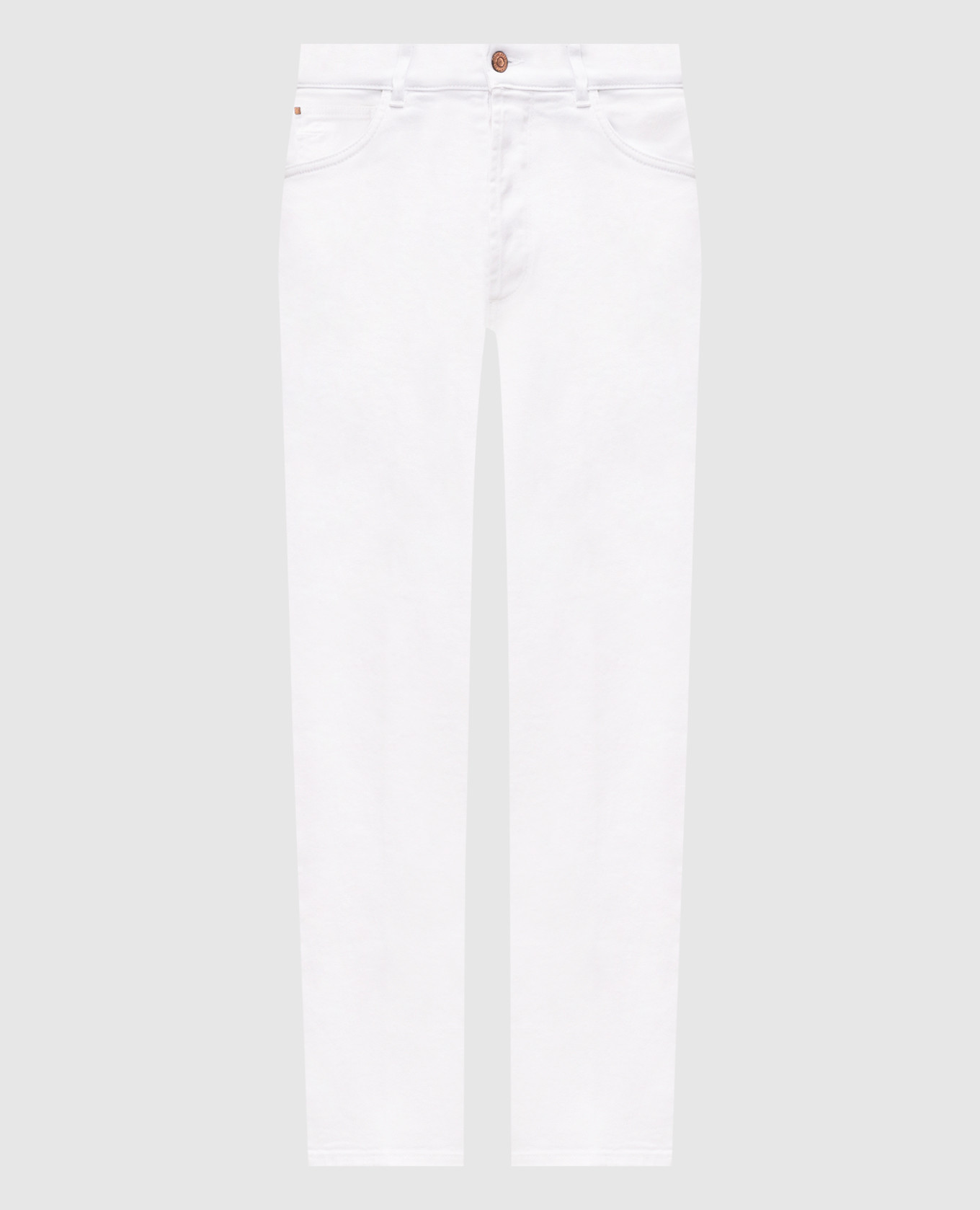 White jeans with logo patch