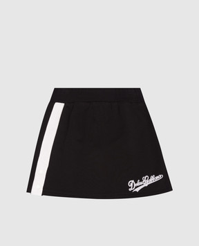 Dolce&Gabbana Children's black skirt with textured logo L5JIC1G7PWH56