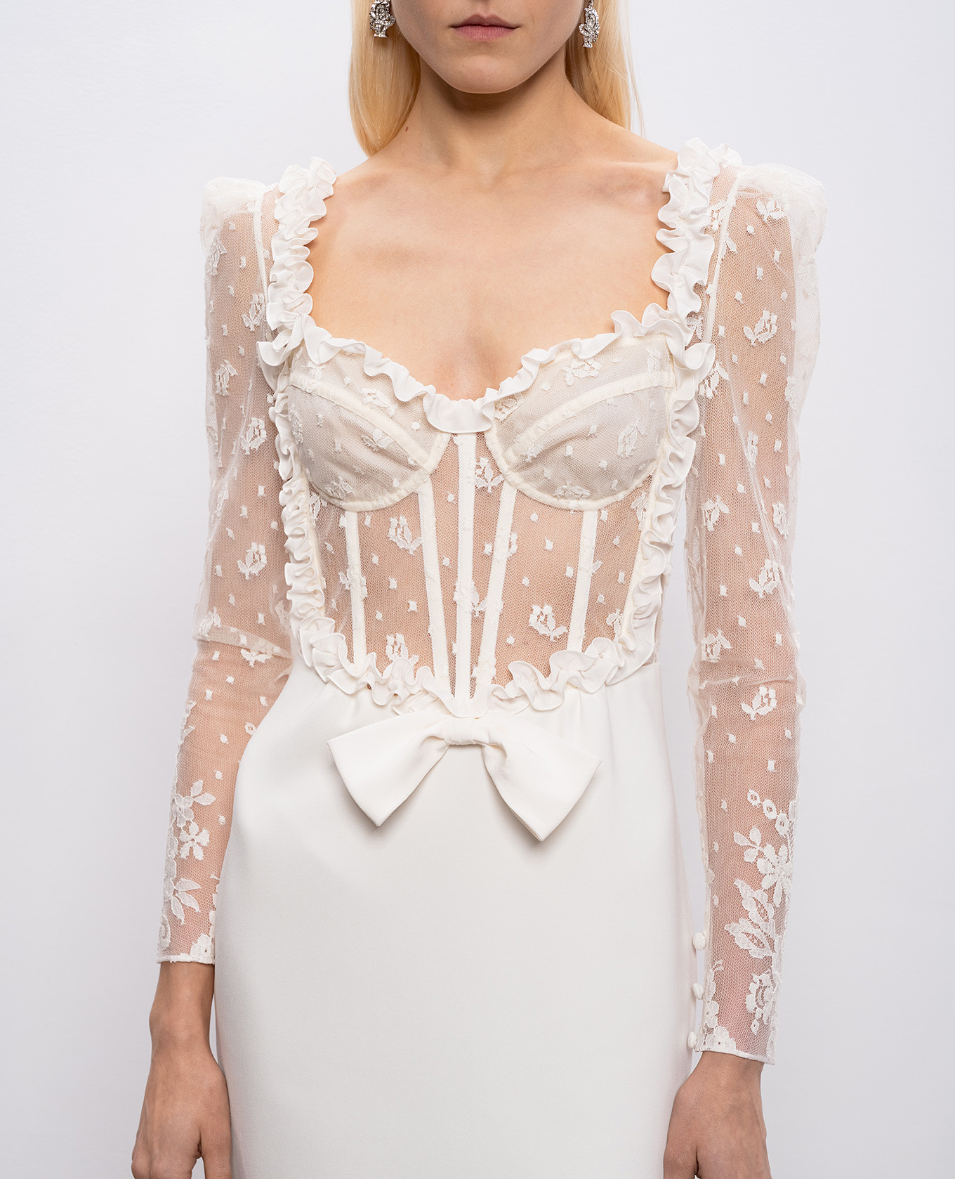White Cady Bustier Dress with Lace Corset Top Alessandra Rich 4