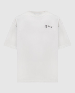 Off-White Green t-shirt with contrasting logo print 44MAA120S26J01D