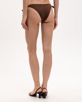 Fisico Brown swimsuit briefs with logo patch CS09M0