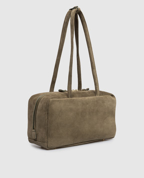 Christian Villa Khaki suede bowler bag 06405