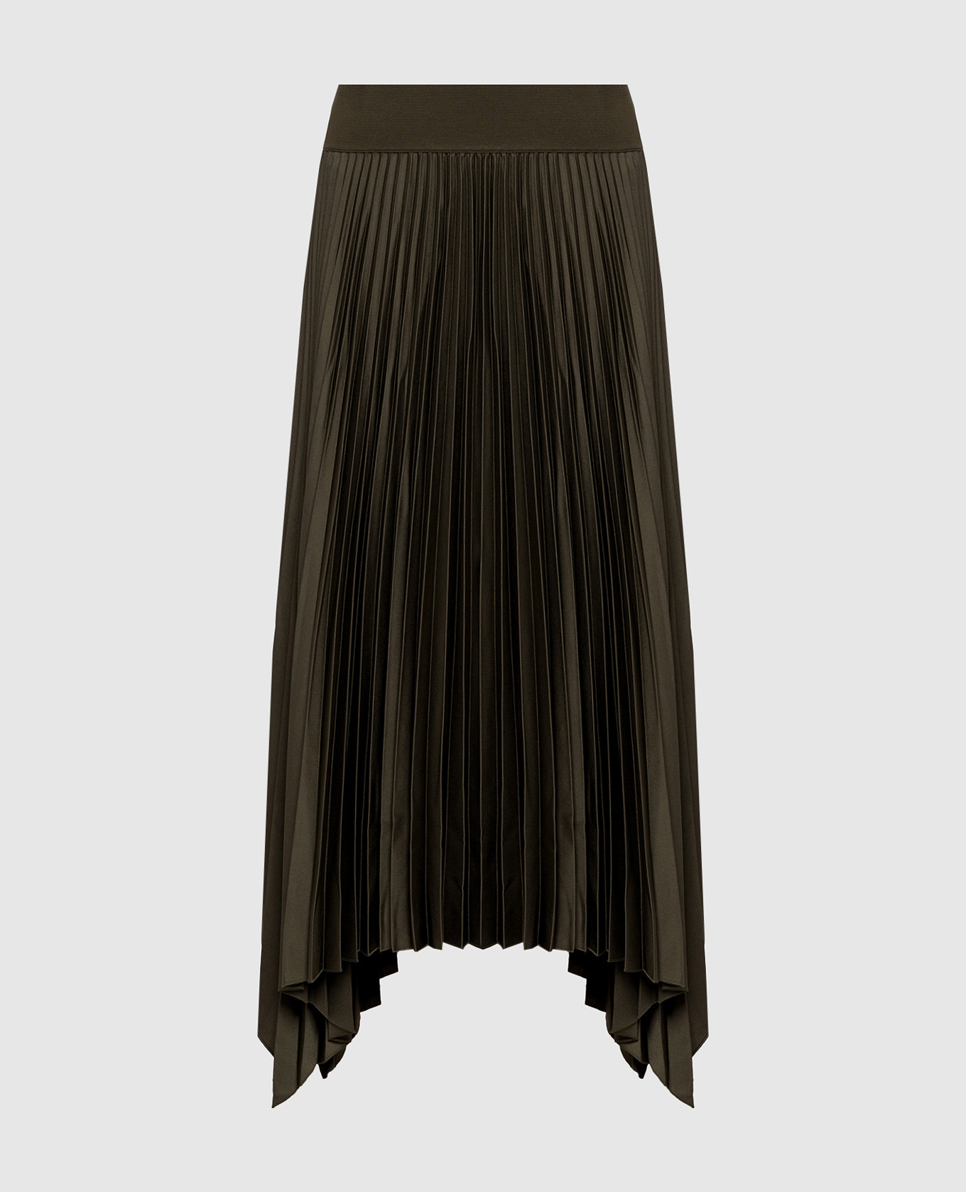 Ade khaki asymmetric midi skirt