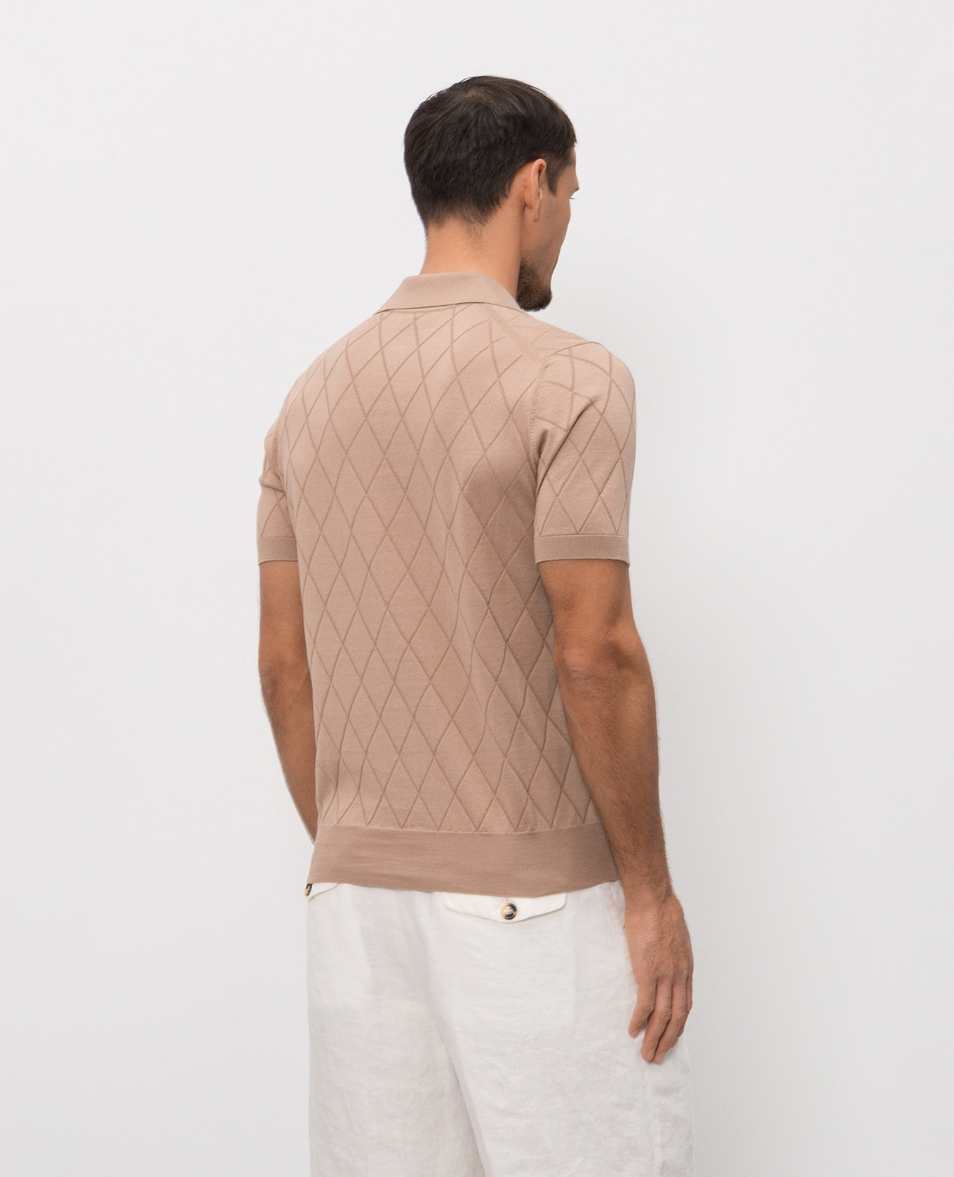 Brown polo shirt with geometric pattern Brunello Cucinelli 4
