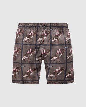 Iceberg Khaki printed swim shorts ICE26MBM11