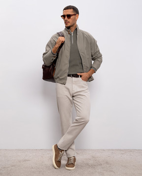Brunello Cucinelli Grey jeans with logo patch M237PO1090