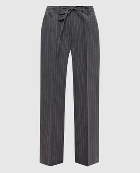 Twinset Gray striped wool pants 252TT2440