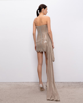 Nissa Beige lace corset dress RRS16543