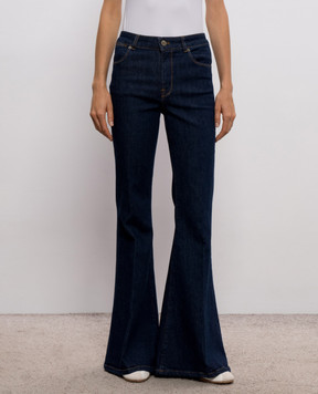 Twinset Blue flared jeans with logo patch 262TP2900