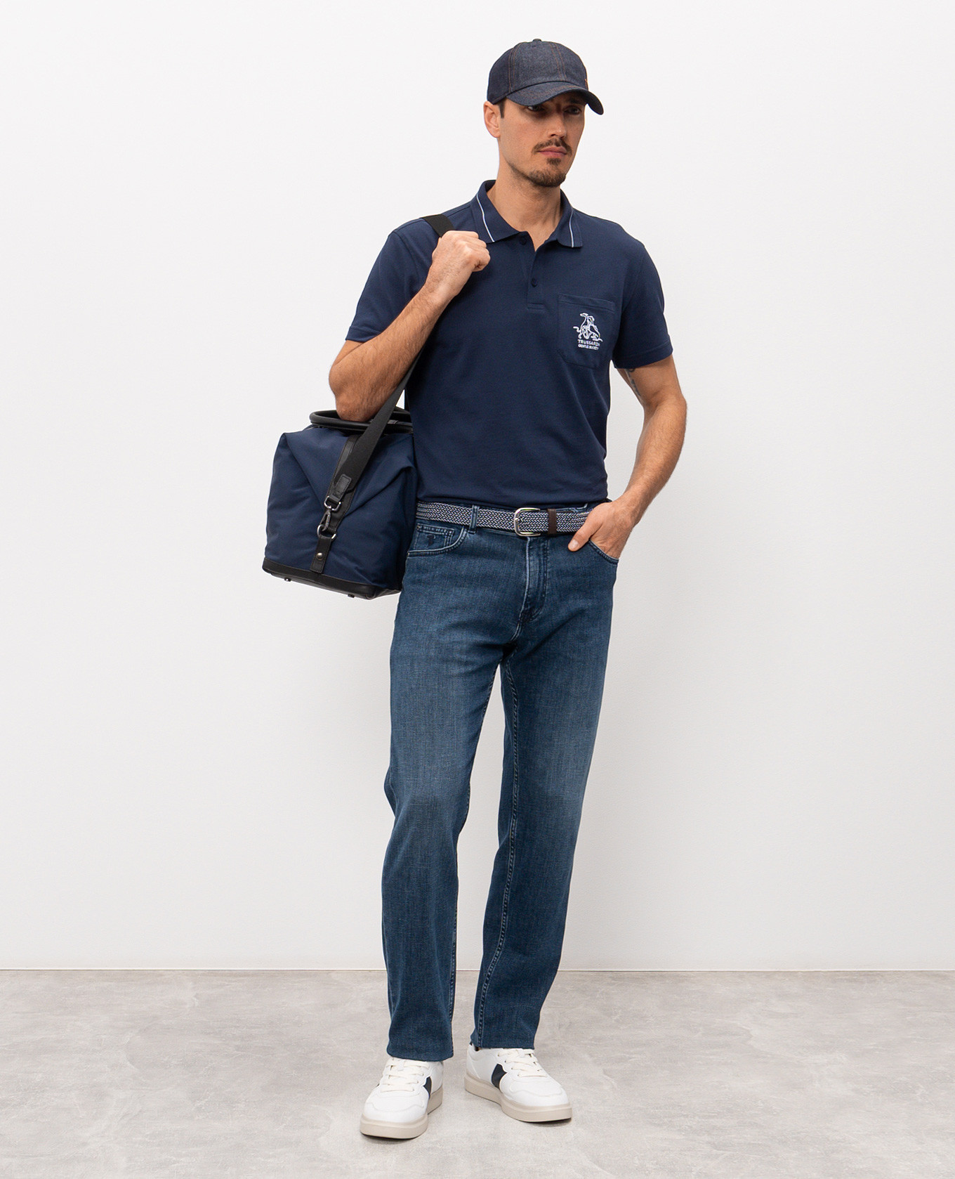 

Blue polo shirt with embroidery Trussardi