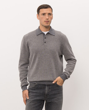 Peserico Gray wool and cashmere polo shirt R59553F12947G0