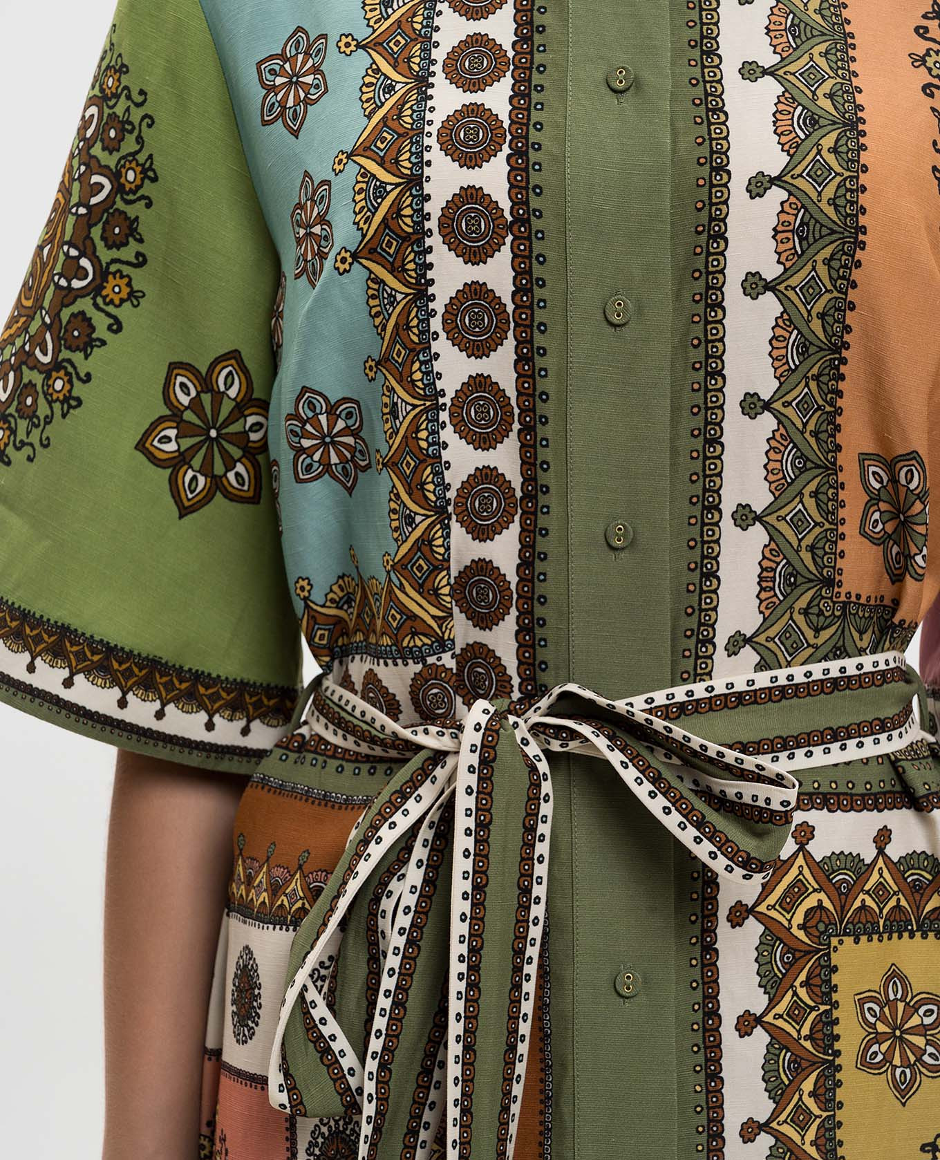 

Contina green shirt dress with linen Alemais