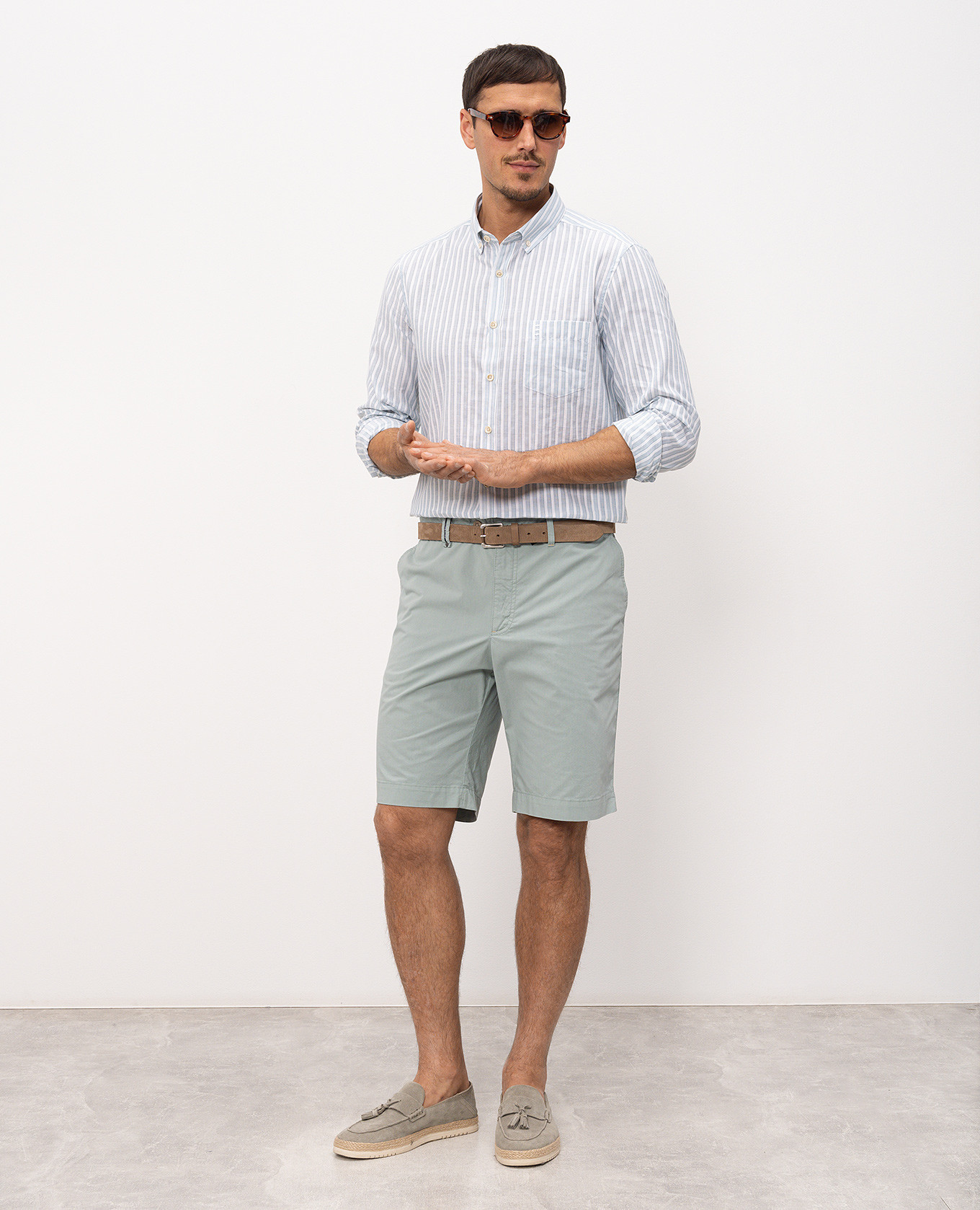 

Striped linen shirt Florentino, Green