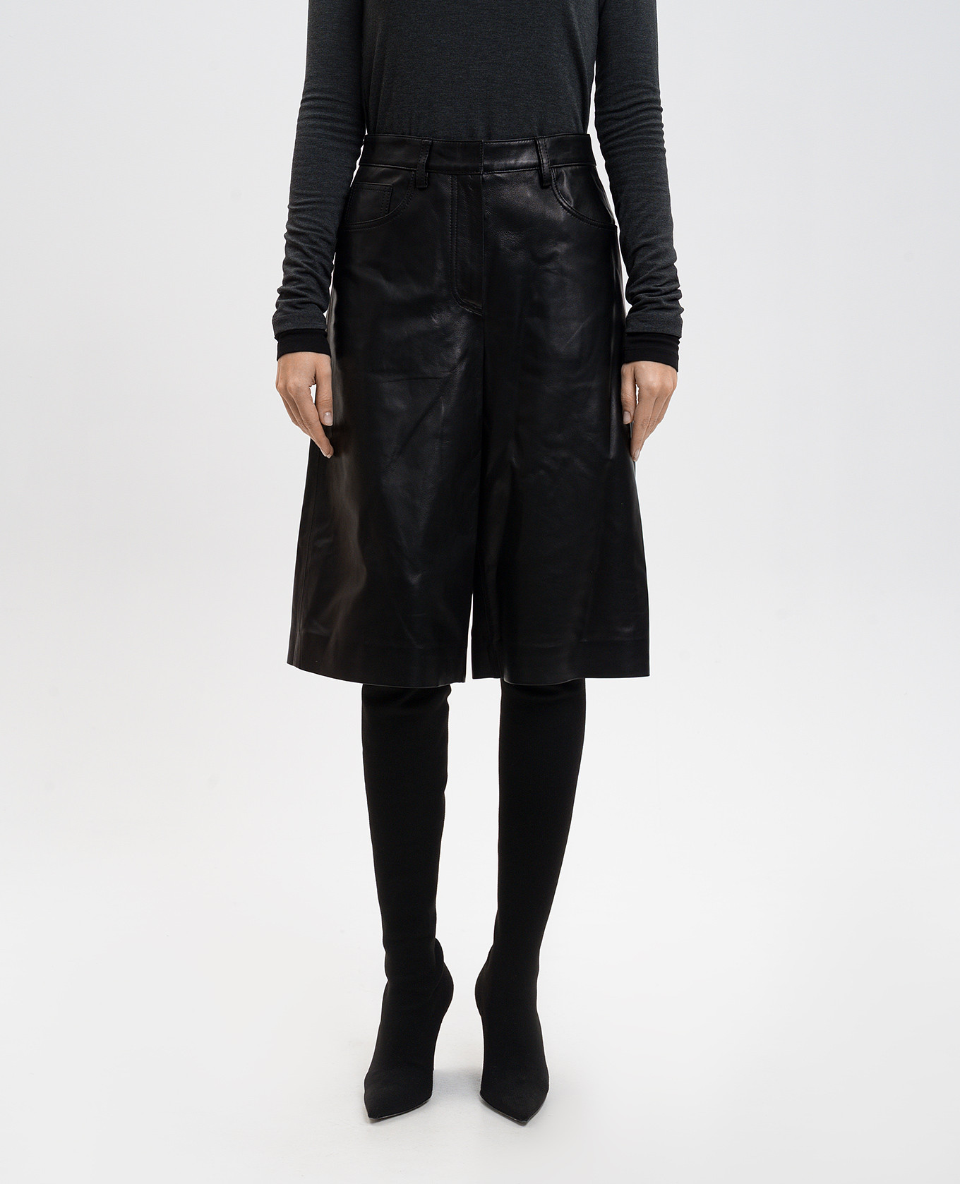 Black leather Bermuda shorts Juun.j 3